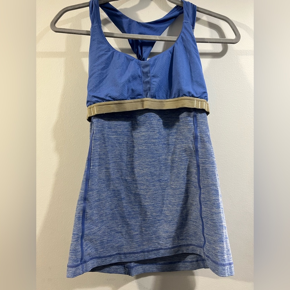 Lululemon Spin Me Tank 6 Heathered royal blue Circle Mesh racerback mesh LN - Picture 7 of 8